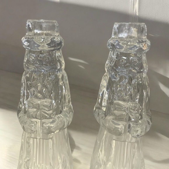 Princess House Father Christmas Crystal Candlestick Holders, a Set Of 2 - Picture 6 of 11
